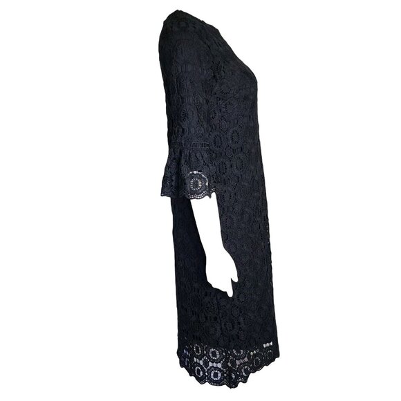 Roolee Dress Womens Size S Small Solid All Black Crochet Lace Overlay Zip Up - Picture 4 of 8